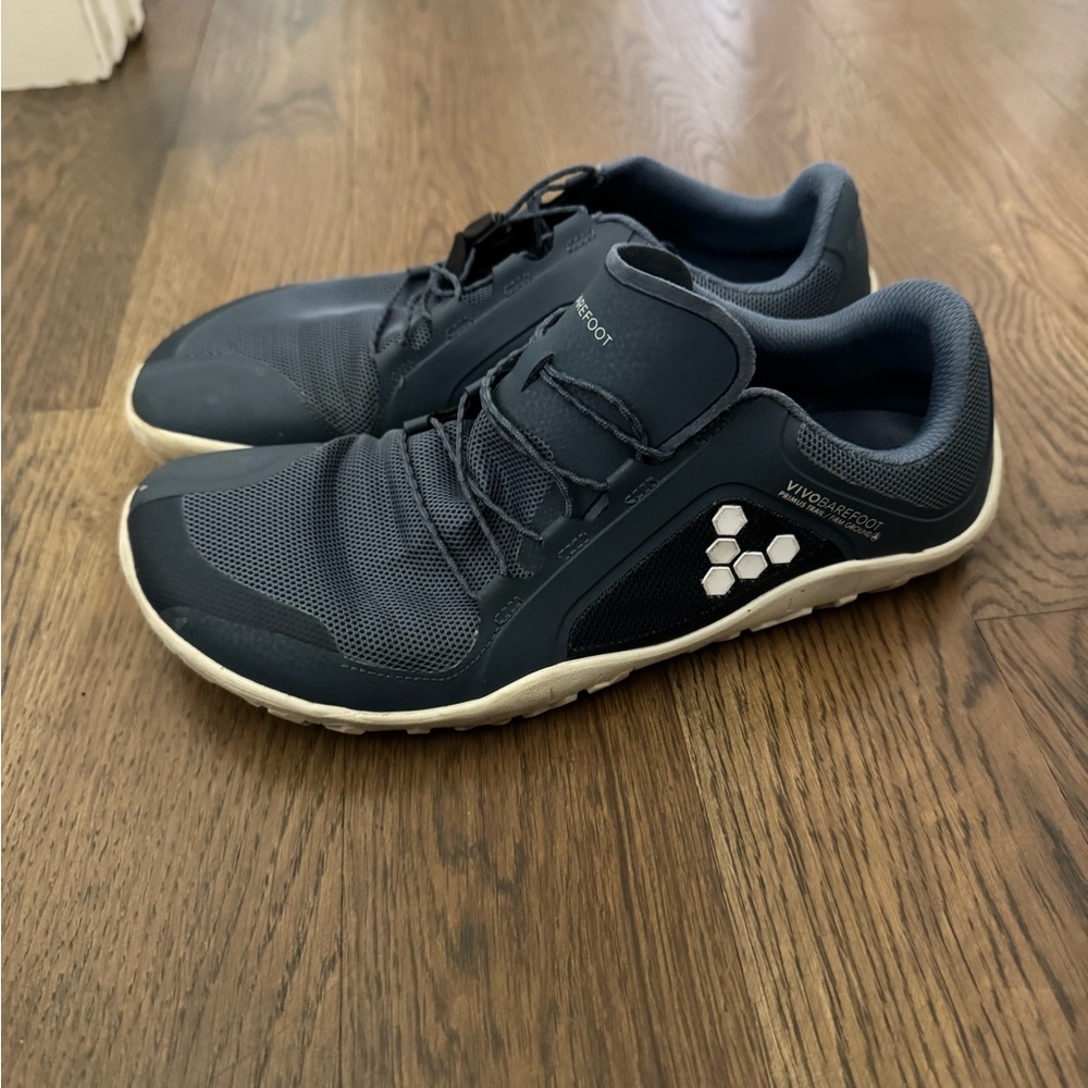 Vivobarefoot Primus Trail II FG Running Shoes - Deep Sea Blue-White, Men’s Sz 9